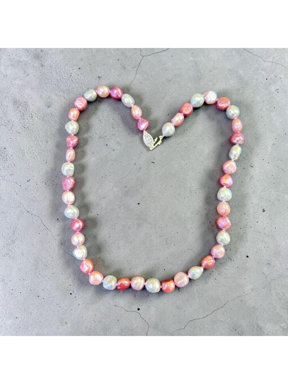 Vintage IPS Cultured Pearl Necklace & Bracelet 925 Set Multicolor Baroque Pearls - Picture 11 of 12